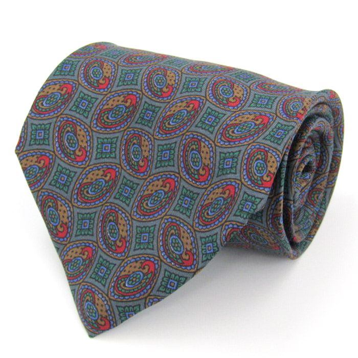 マリオヴァレンティノ ブランド ネクタイ 総柄 小紋柄 幾何学模様 シルク イタリア製 PO メンズ グレー MARIO VALENTINO拍卖