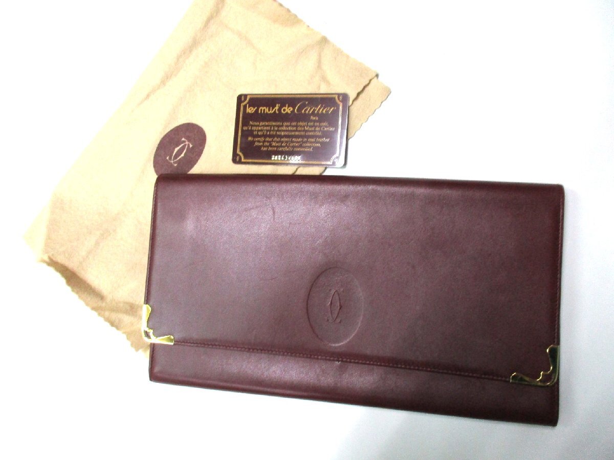 ★とちぎ屋!【Cartier】カルティエ セカンドバッグ兼ポーチ ボルドーカラー 優雅な逸品!まだまだ現役!★拍卖