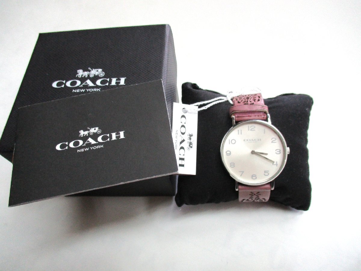 ★とちぎ屋!【COACH NewYork】コーチ ニューヨーク CA120 ピンクレザーベルト 腕時計★拍卖