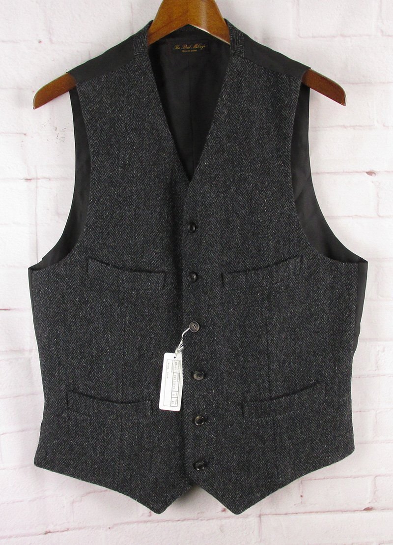 LFJ26674 THE REAL McCOY'S×RING JACKET リアルマッコイズ×リングヂャケット ヘリンボーン ツイード ベスト チャコール系 40 美品拍卖