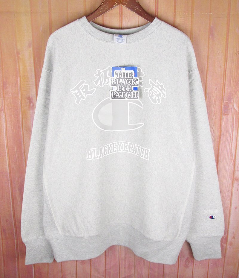 LFW8817 Champion×BlackEyePatch チャンピオン×ブラックアイパッチ リバースウィーブ スウェット シルバーグレー X-LARGE 未使用拍卖