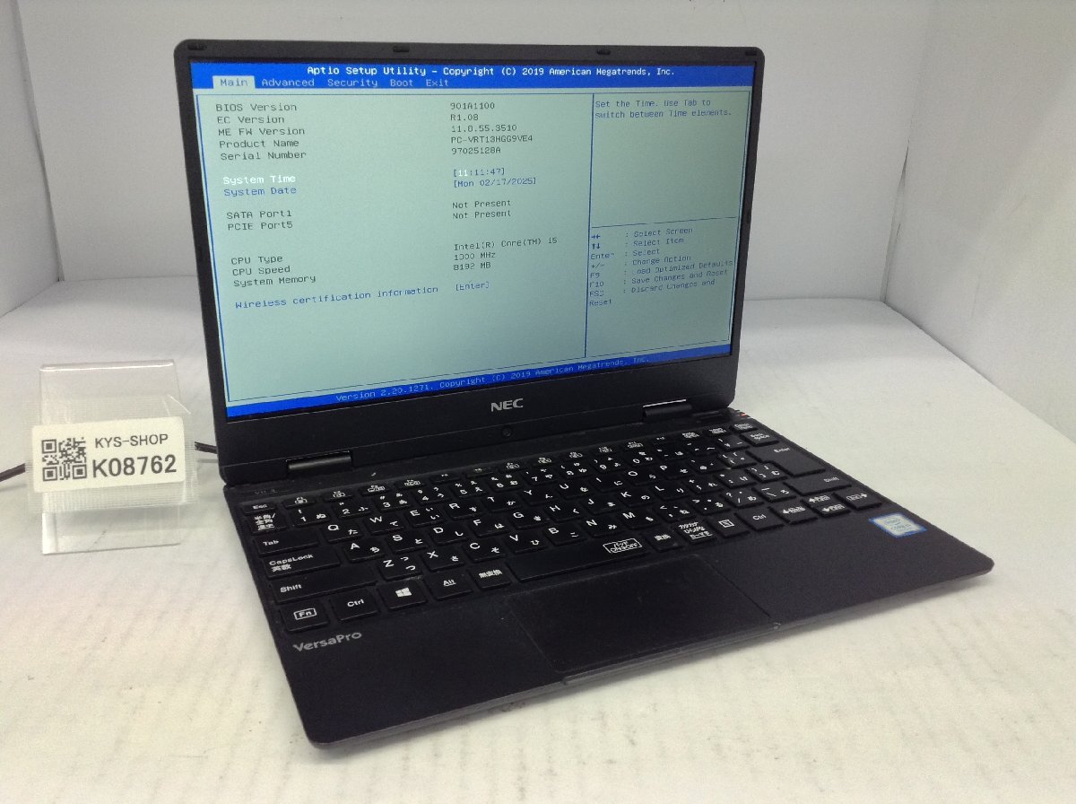 ジャンク/ NEC PC-VRT13HGG9VE4 Intel Core i5-8200Y メモリ8.19GB ストレージ無し 【K08762】拍卖