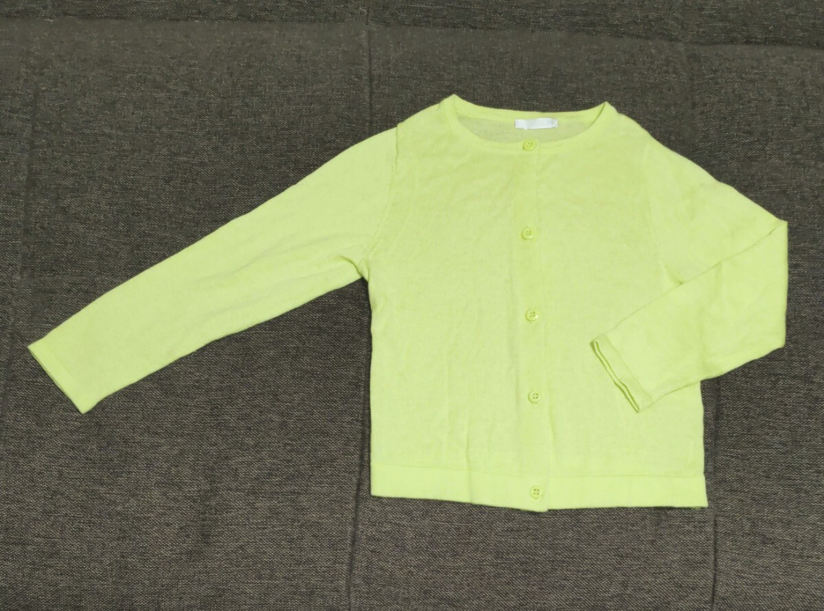美品☆ GU カーディガン ニット やや薄手 明るめの黄緑 黄色がかった黄緑 110 拍卖