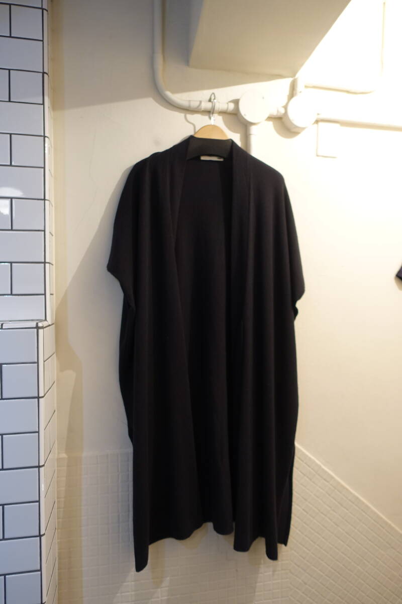 ◎evam eva ロング ニット ガウン ウール E233K075 定価39600円 23AW 黒拍卖