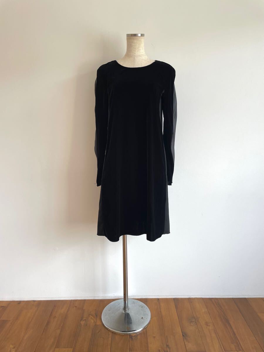 アッシュ/HACHE/ワンピース/長袖/ベロア/38/SM/ブラック×グレー/イタリア製/良品美品拍卖