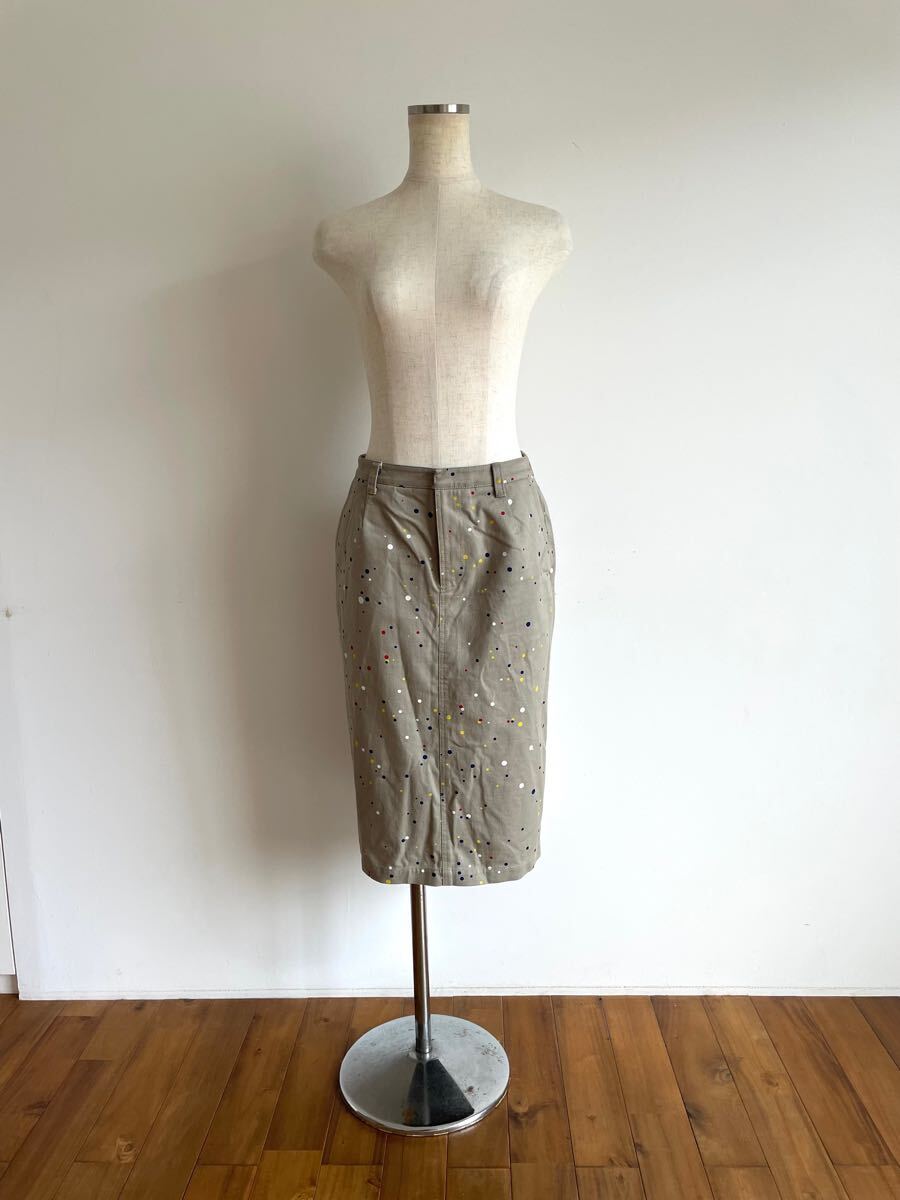 PAPIER TIGRE/パピエティグル/スカート/ドット/S/コットン/グレージュ/良品美品拍卖