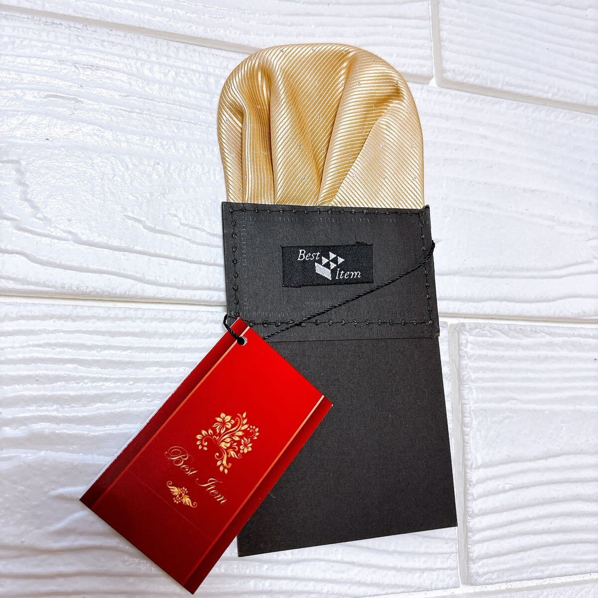 ポケット チーフ ワンタッチ ホルダー付 ゴールド 水玉 メンズ パーティー 結婚式 拍卖