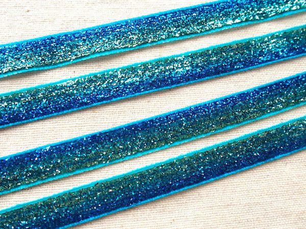 即決 ! 1mより キラキラ リボン 水色 グラデーション☆ブレード☆テープ 手芸 装飾拍卖