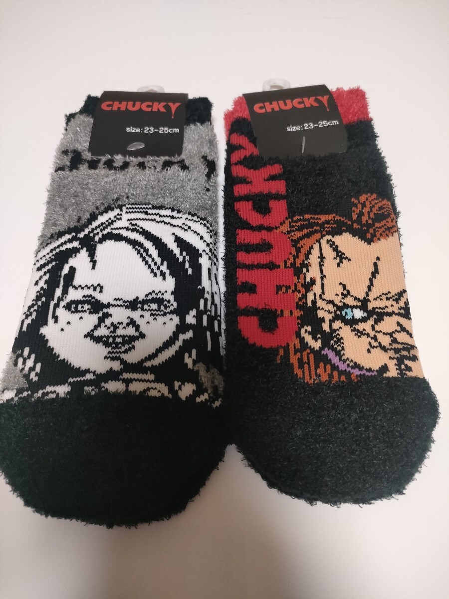 チャイルドプレイ チャッキー レディース ソックス 靴下 ルームソックス 2足セット ふわふわ もこもこ拍卖