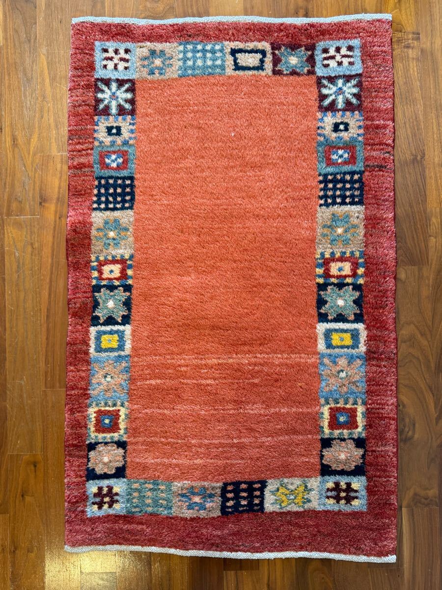 【105cm×65cm】イラン産 ギャッベ 手織り 天然 カーペット ハンドメイド ラグ ペルシャ絨毯【玄関マットサイズ】拍卖