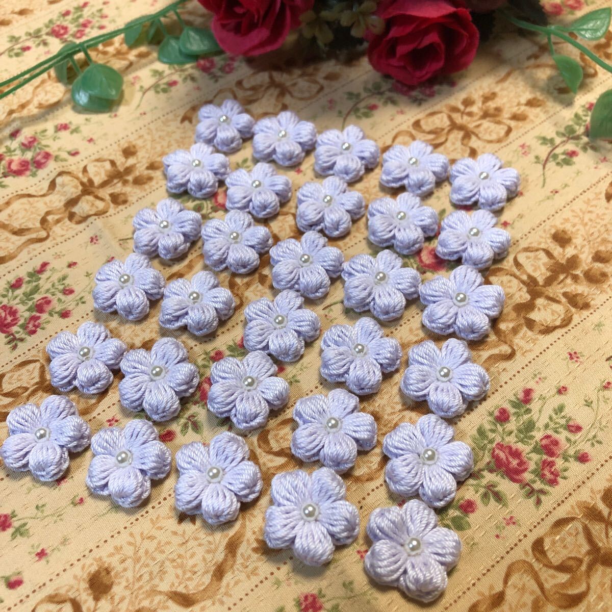 (No.10)☆ハンドメイド☆ぷっくりお花ミニ【パウダーパープル】30枚 モチーフ パーツ等に拍卖
