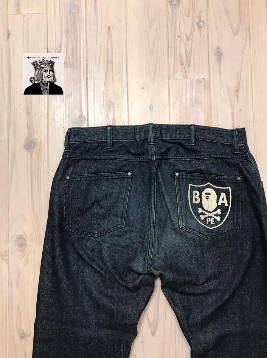 A BATHING APE アベイシングエイプ デニムパンツ Mサイズ パイレーツ ワンピース ぶっちがい ユーズド 古着拍卖
