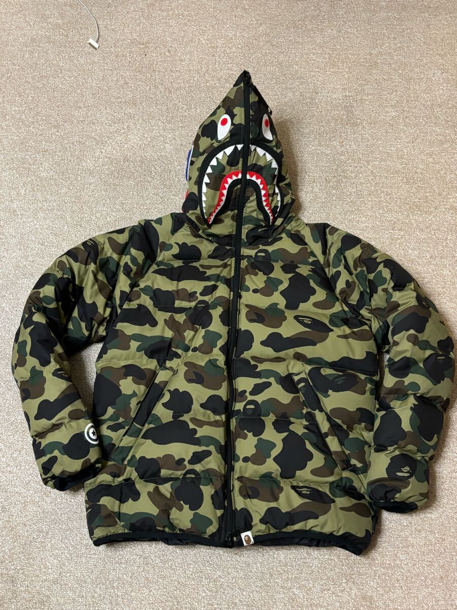 アベイシングエイプBAPE WIND STOPPER グリーンカモシャークダウンジャケット XL 拍卖