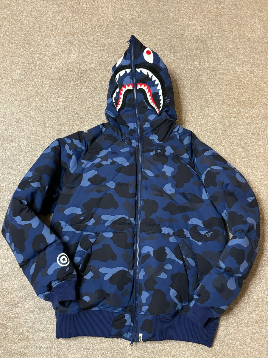 アベイシングエイプBAPE ブルーカモシャークダウンジャケット XL 拍卖