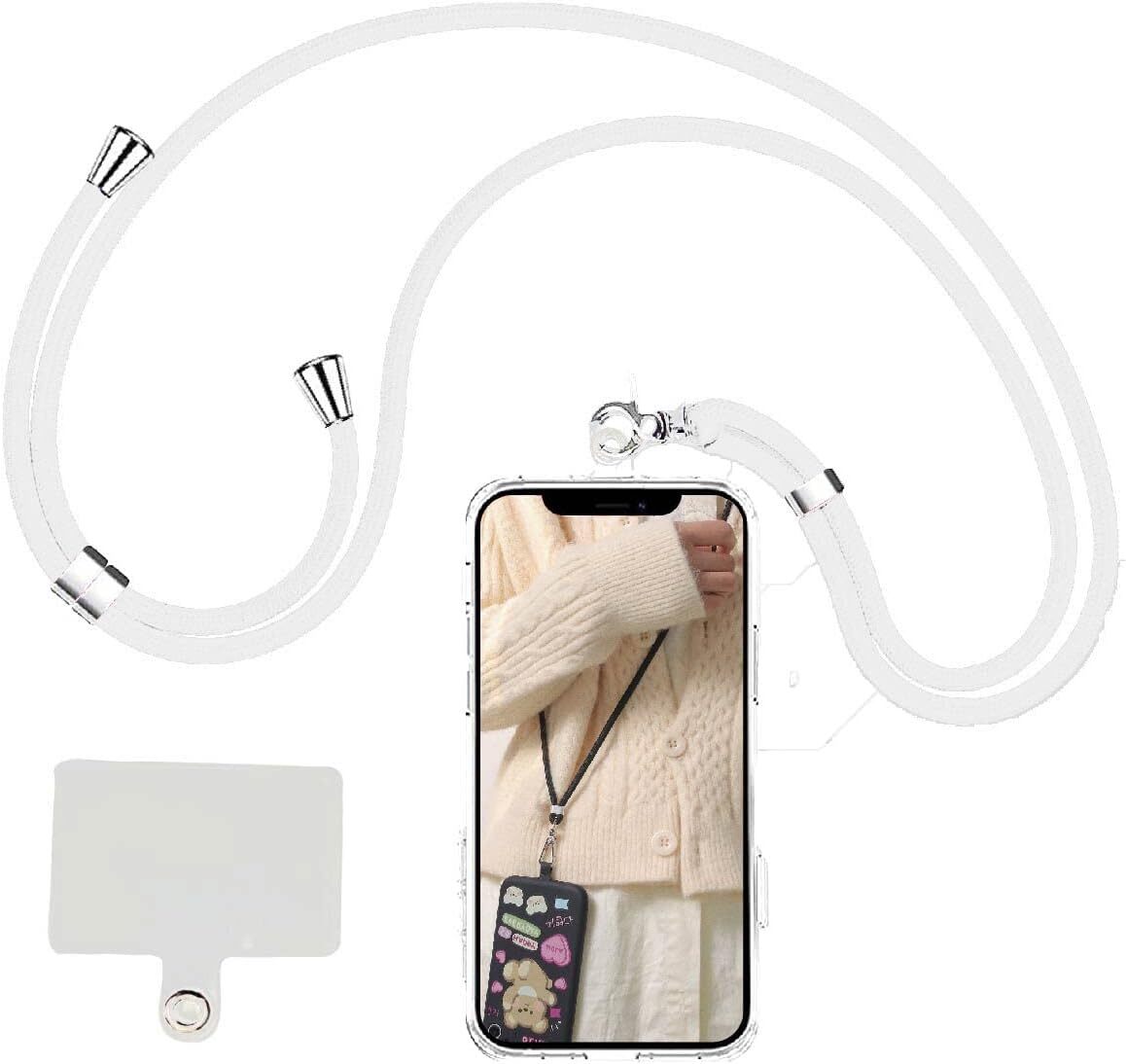 スマホストラップ 全機種対応 携帯ストラップ ネックストラップ 肩掛けスト ラップ 長さスマホ 首掛け 長さ調整可能 (ホワイト) I41拍卖