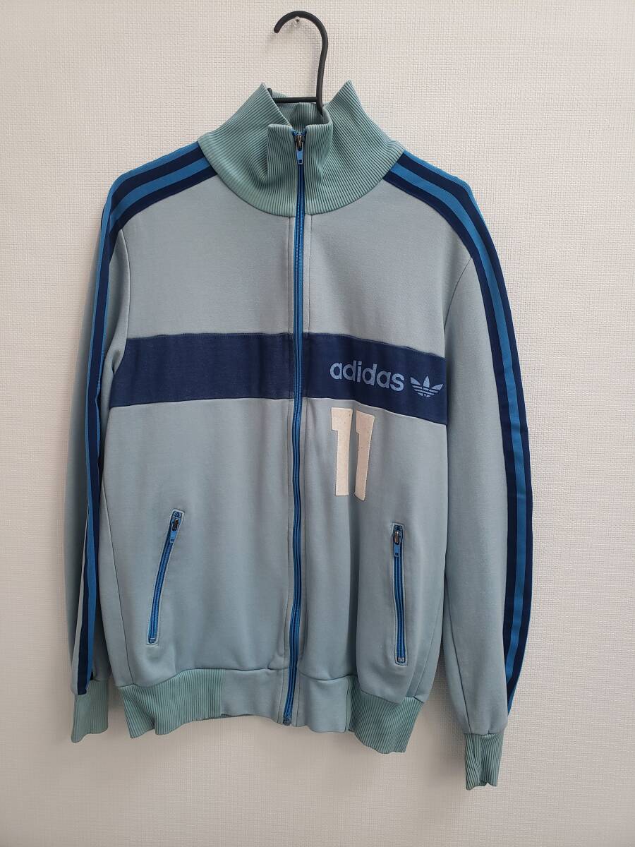 adidas アディダス ジャージ ナンバリング ヴィンテージ USED 水青紺 L? (ジャンパー スウェット)拍卖