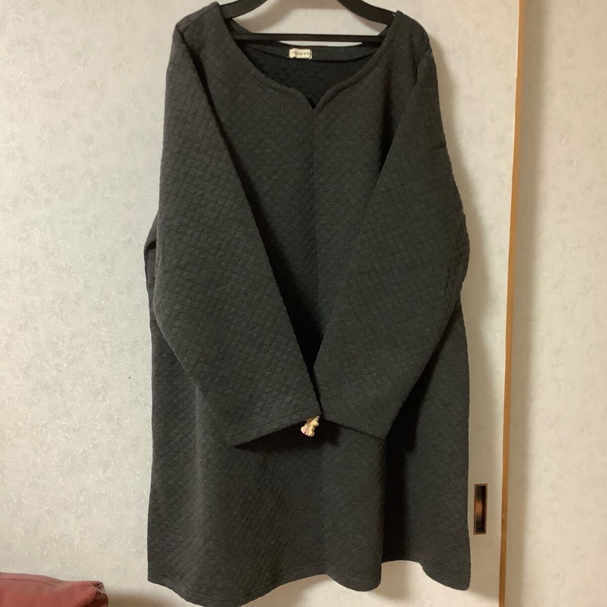 noannu ノアンヌ グレー キルティング風 長袖 チュニック 4L ゆったり拍卖