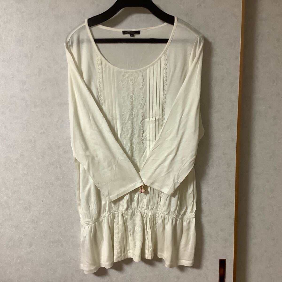 23区 Vingt-trois アイボリー レース 五分袖チュニック 44拍卖