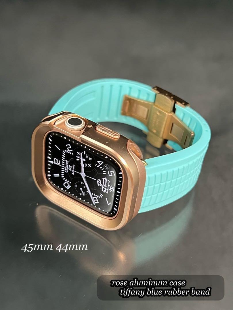 アップルウォッチ アルミニウムケース ティファニーラバーカラーベルト 49mm 45mm 44mm 41mm 40mm applewatch拍卖