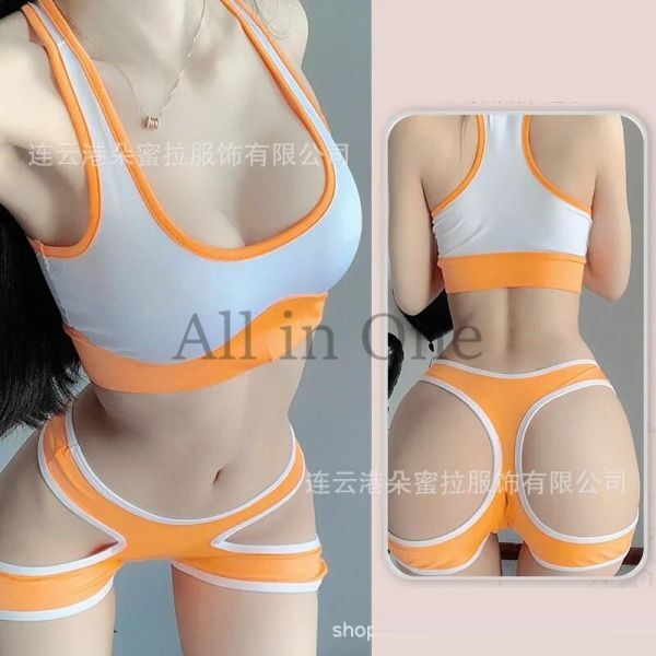 116-4-38 上下セット セクシー 体操服 ウェア コスチューム【オレンジ,M】スポーツ コスプレ レディース 新品 仮装 スポーツ パンツ .1拍卖