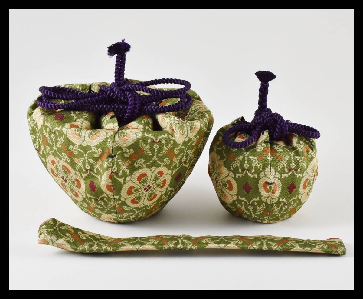 ▲楠廸庵▲茶箱用三ツ組仕服 花鳥梅花文錦 龍村美術織物 正絹 茶道具 拍卖