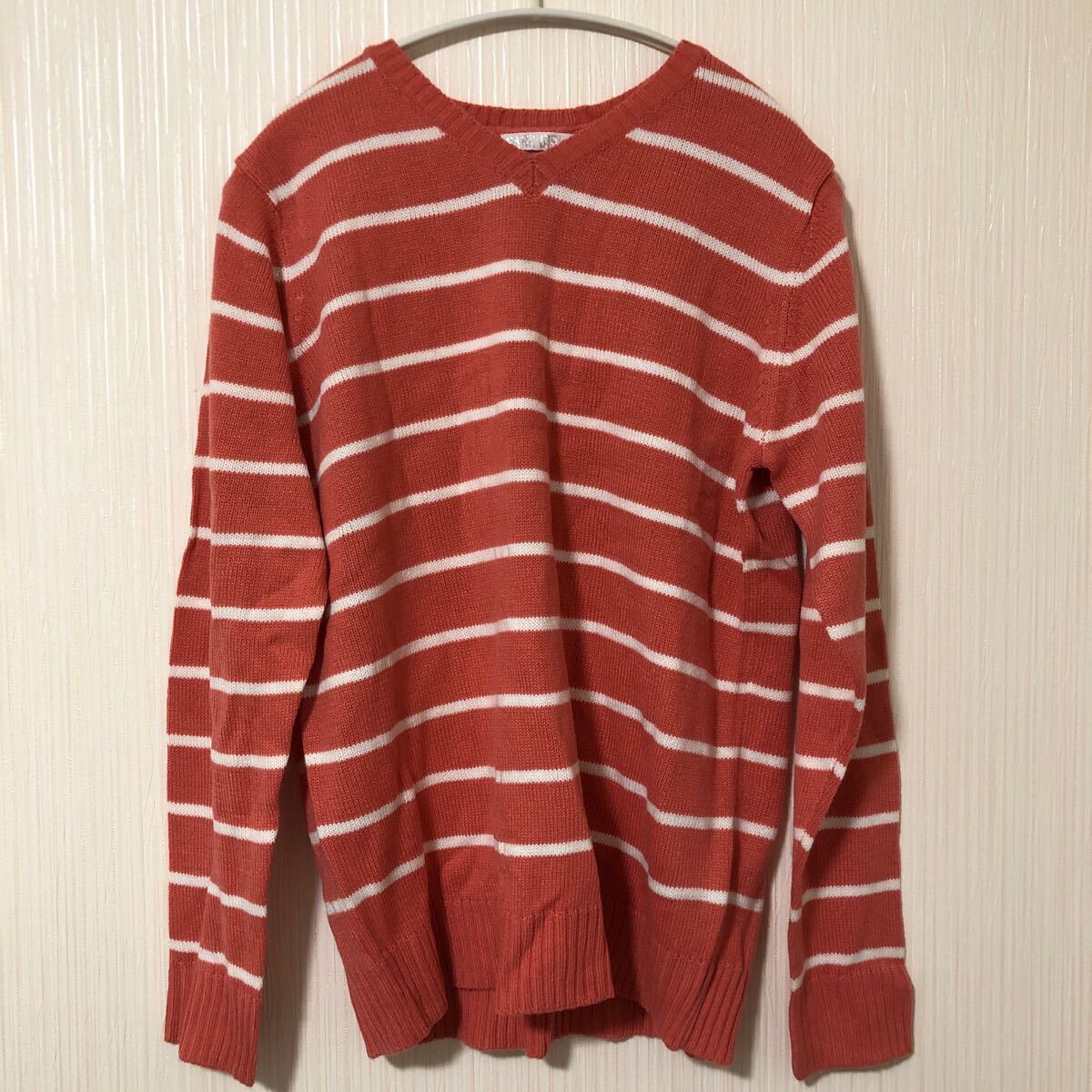 未使用 ニット トップス ボーダー ピンク レディース セーター 長袖拍卖
