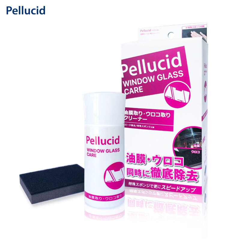 油膜取り・ウロコ取りクリーナー 全窓ガラス対応 中性 50ml 特殊スポンジ付 Pellucid PCD-46拍卖