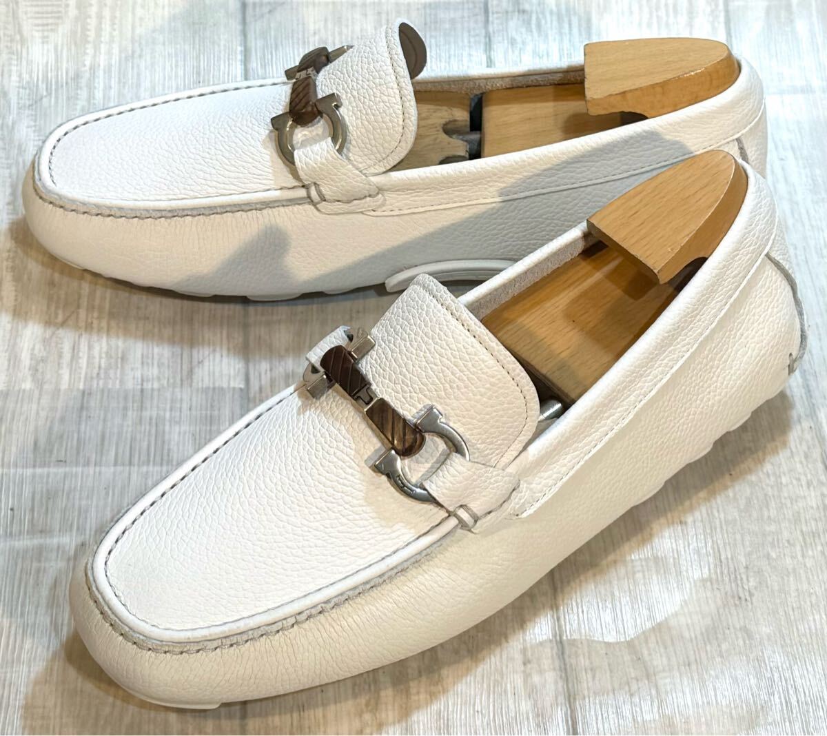 【未使用】Salvatore Ferragamo フェラガモ◆24.5cm 6.5 3E◆モカシン ドライビングシューズ ガンチーニ 革靴 本革 ドレスシューズ ITALY製拍卖