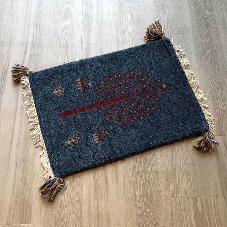 高級手結び絨毯 GABBEH ギャッベ 40×60cm ウール 玄関マット おしゃれ カーペット 絨毯 ハンドノット ギャベ ラグ 段通 キリム 93拍卖