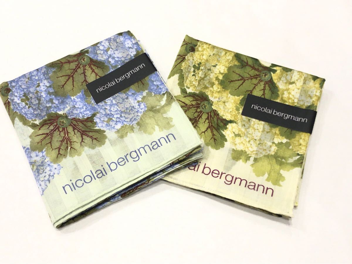 新品 ニコライバーグマン ハンカチ 2枚 紫陽花拍卖