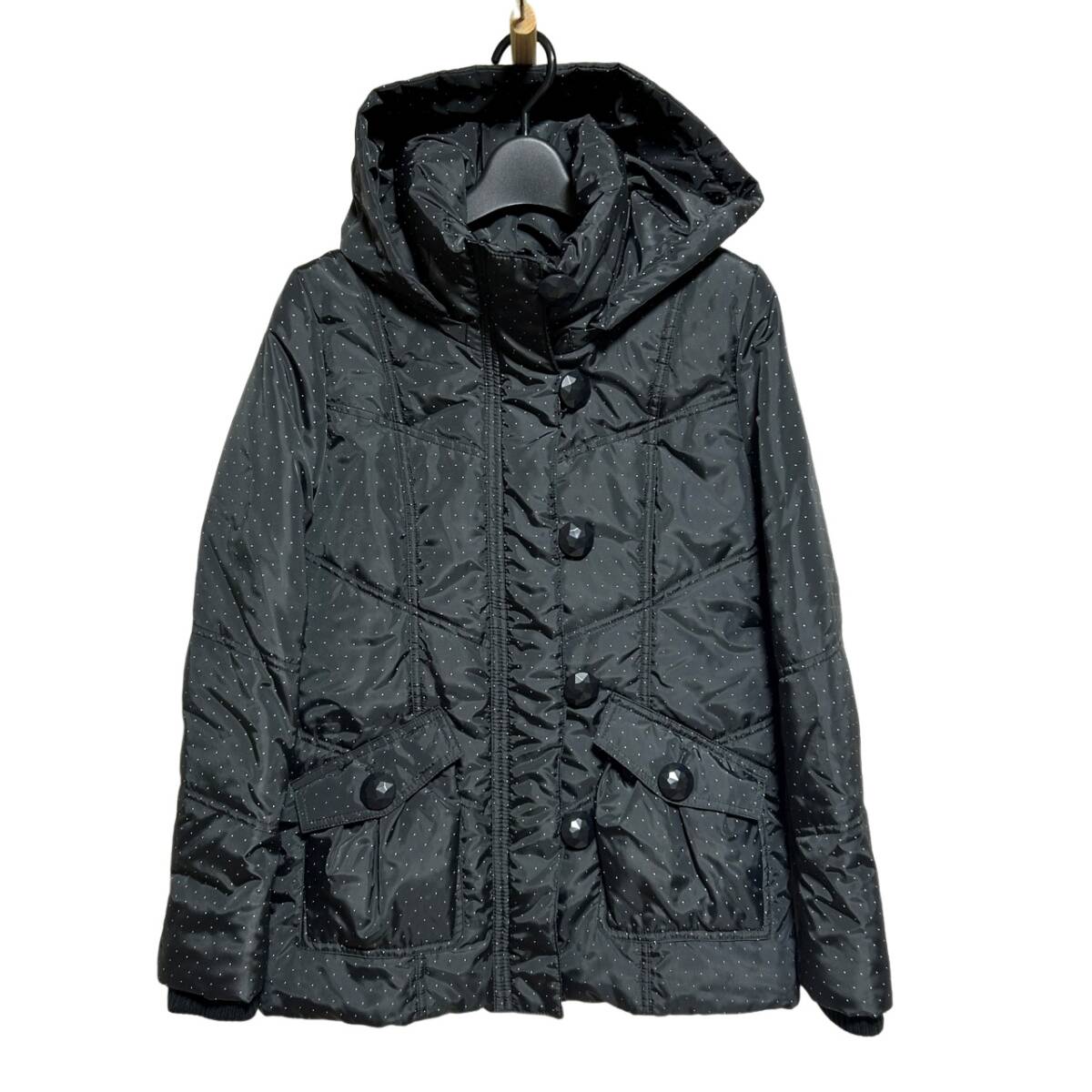 HERE'S AVENUE ヒアーズ 黒×白ドット ジャンパー美品/L◇ブルゾン ジャケット コート ダウン拍卖