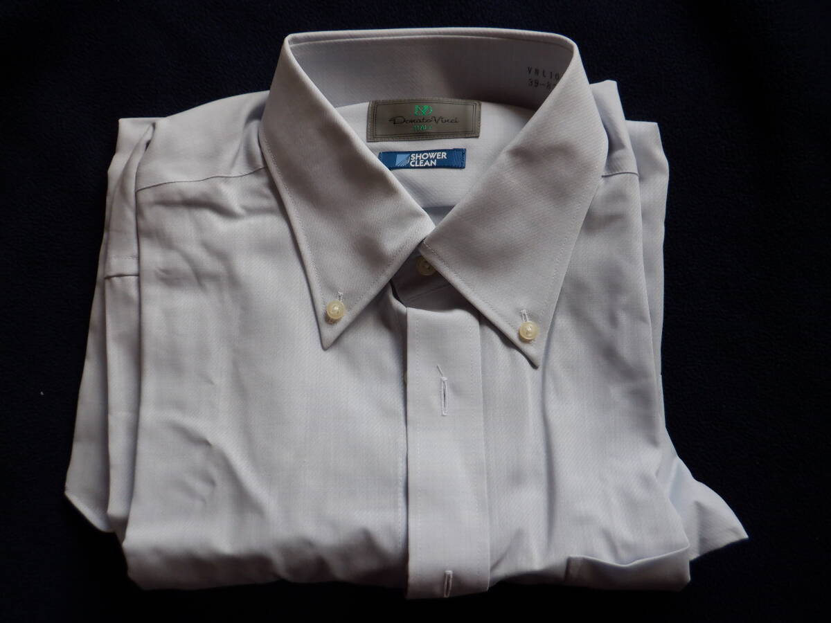 Donate Vinci 長袖 ドレスシャツ グレーの無地 毛80% 39-82 Mサイズ クリーニング済み 拍卖