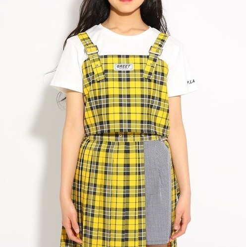 新品 PINK-latte ニコラ掲載ビスチェ+Tシャツ セット イエロー(232) 16(S160cm) 定価4290円拍卖