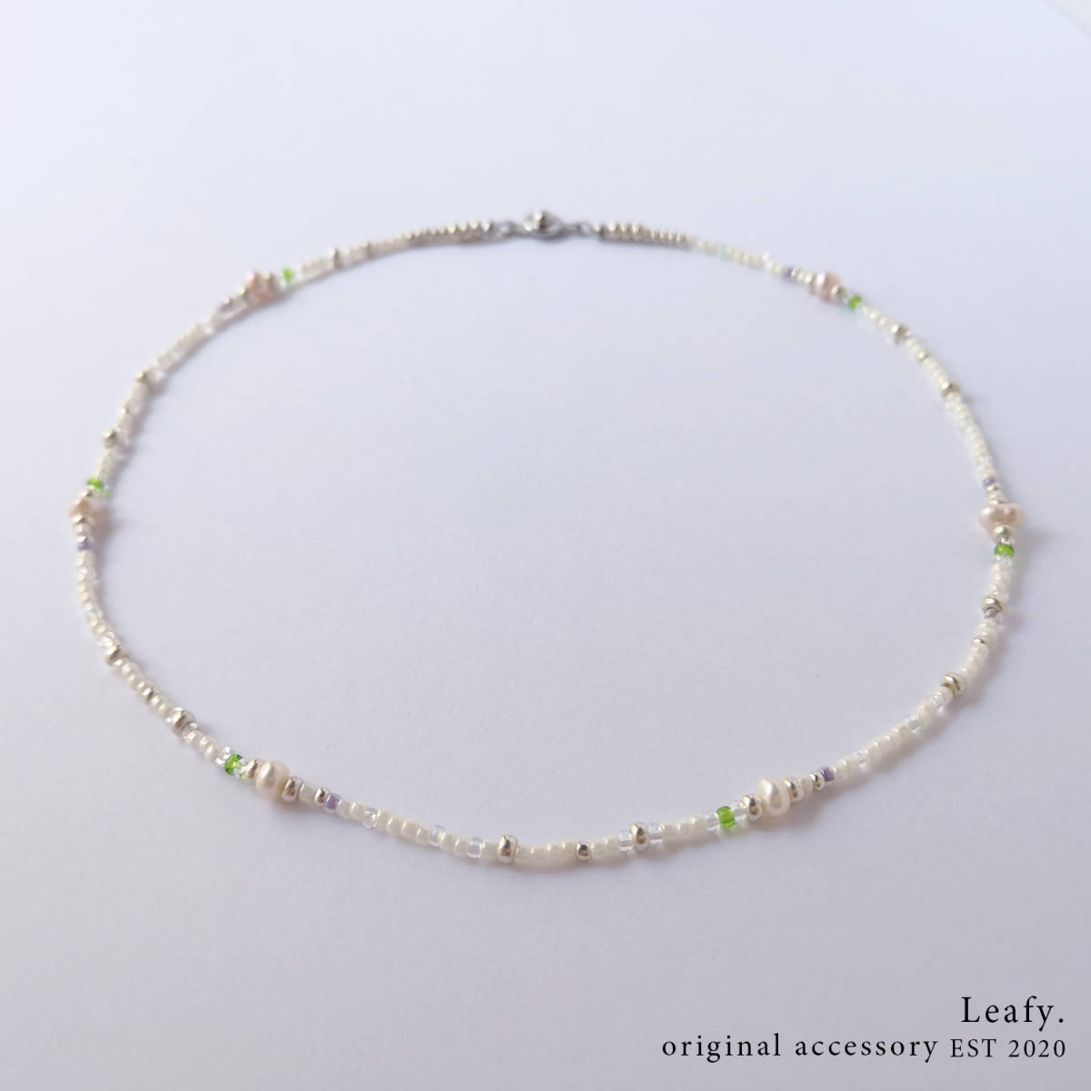 白いサイダー○ビーズネックレス ビーズアクセサリー 淡水パール ホワイト拍卖