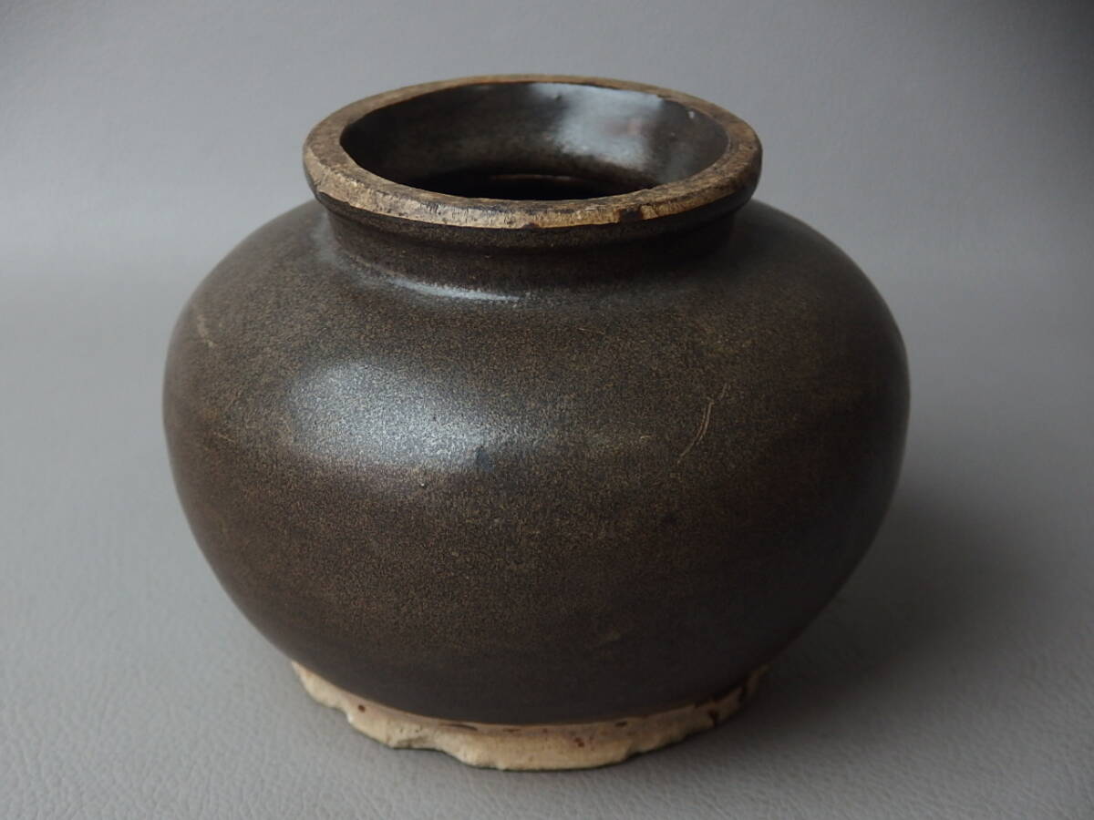 【骨董・茶道具】★中国古玩 李朝 高麗★★褐釉小壷 fr090tb.7 花道 華道拍卖
