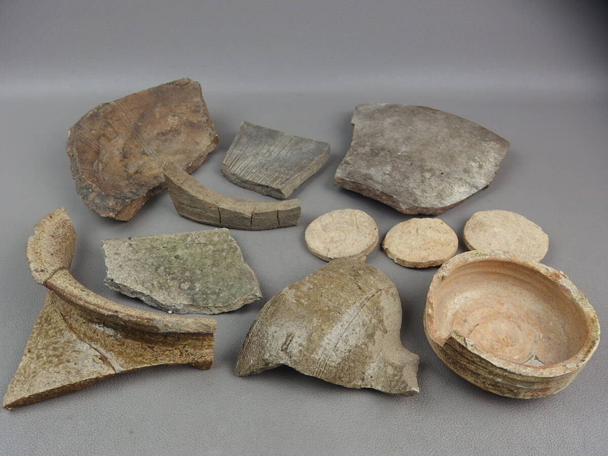 【骨董・茶道具】★六古窯★★常滑焼 信楽焼 備前焼 陶片 まとめて fr074tb32.7 古陶磁 発掘品拍卖