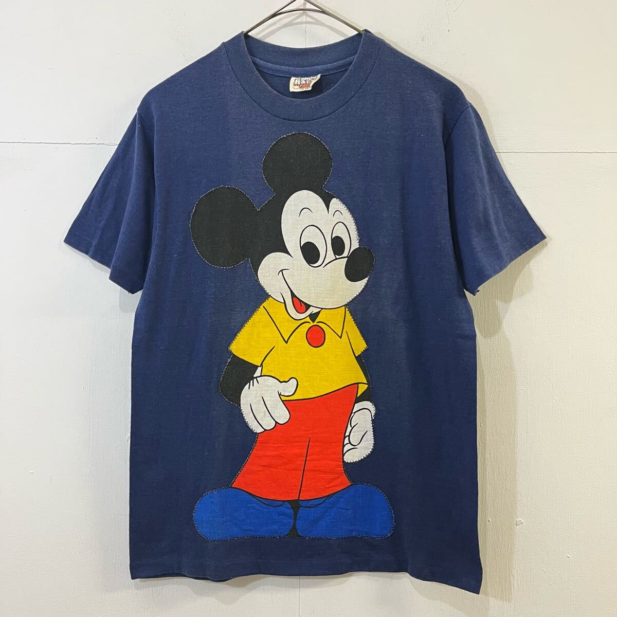 70s 80s VINTAGE Hanes USA製 アメリカ製 半袖Tシャツ mickey ミッキー アップリケ ワッペン 両面 ヘインズ【レターパックライト郵送可】T拍卖