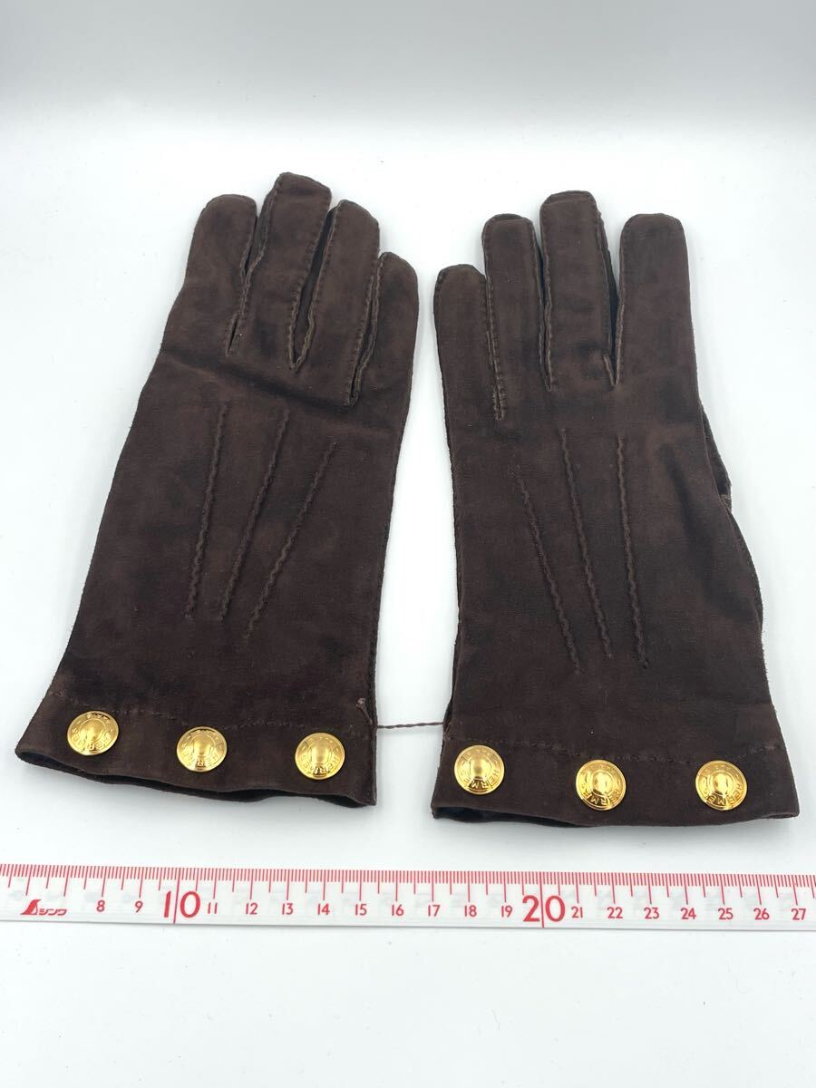 新品未使用 HERMES セリエボタン スエード手袋 ブラウン拍卖