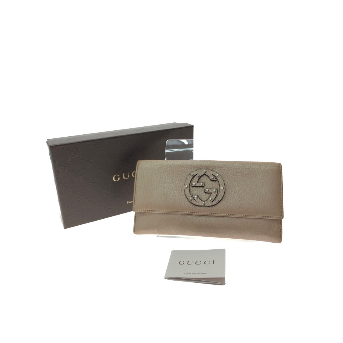 ▼▼ GUCCI グッチ レディース 長財布 インターロッキングG Wホック レザー 231843 ベージュ やや傷や汚れあり拍卖