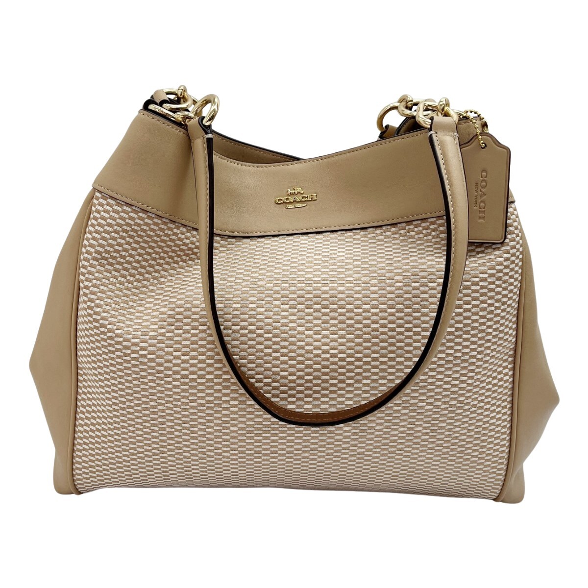 ◆◆ COACH コーチ バッグ トートバッグ エクスプローデッド ジャガード F27575 ベージュ やや傷や汚れあり拍卖