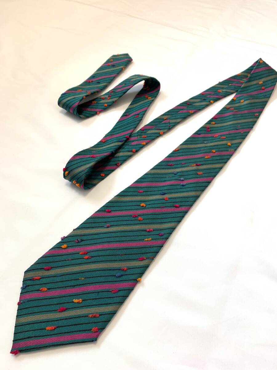 Jean Paul GAULTIER ジャンポールゴルチエ ゴルチェ グリーン ストライプ マルチカラー アーカイブ archive tie拍卖