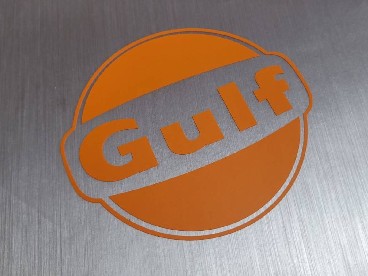 ★送料無料★GULF ガルフ カッティング ステッカー デカール マット オレンジ 94mm x 85mm拍卖