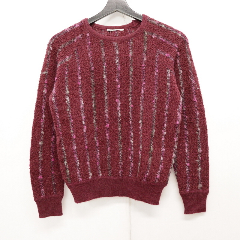 W163 90sビンテージ アクリルトップス■1990年代製 XSサイズくらい ボルドー レディース アメカジ ストリート 古着 激安 希少 古着御拍卖