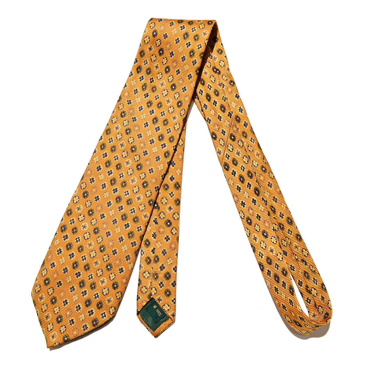Lyle & Scott 小紋柄 ネクタイ シルク100% オレンジ 橙色 イエロー 拍卖