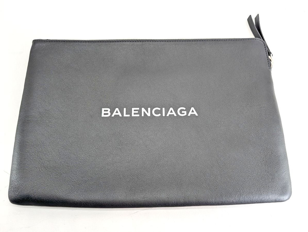 【美品】BALENCIAGA バレンシアガ 492467 レザー クラッチバッグ セカンドバッグ ブラック系[225274拍卖