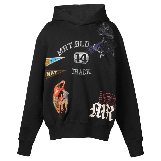 新品 KHOKI コッキ 25SS 日本製 MULTI EMBODIED-DESIGN HOODIE マルチ刺繍デザイン スウェットプルオーバーパーカー 25ss-t-02 4 Black拍卖