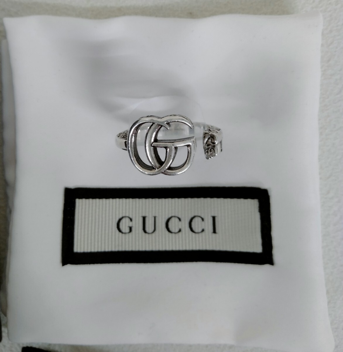 グッチ シルバー 指輪 GUCCI Ag925 sv925 1561 FI 15 サイズ14 5.7g拍卖