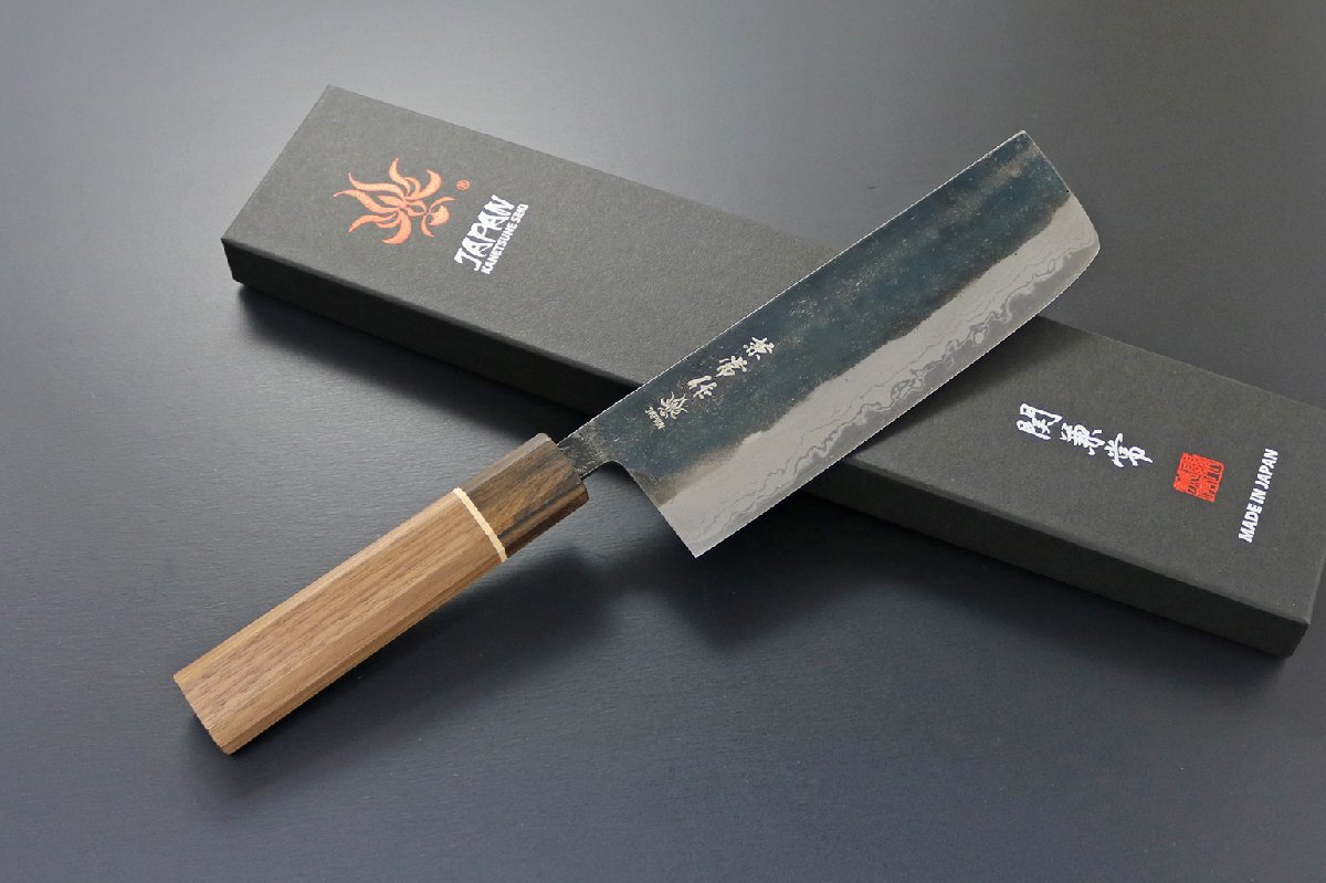 KC-473 兼常作 松炭焼 菜切包丁 165mm ウールナット/ジリコテ/楓柄 日本製拍卖