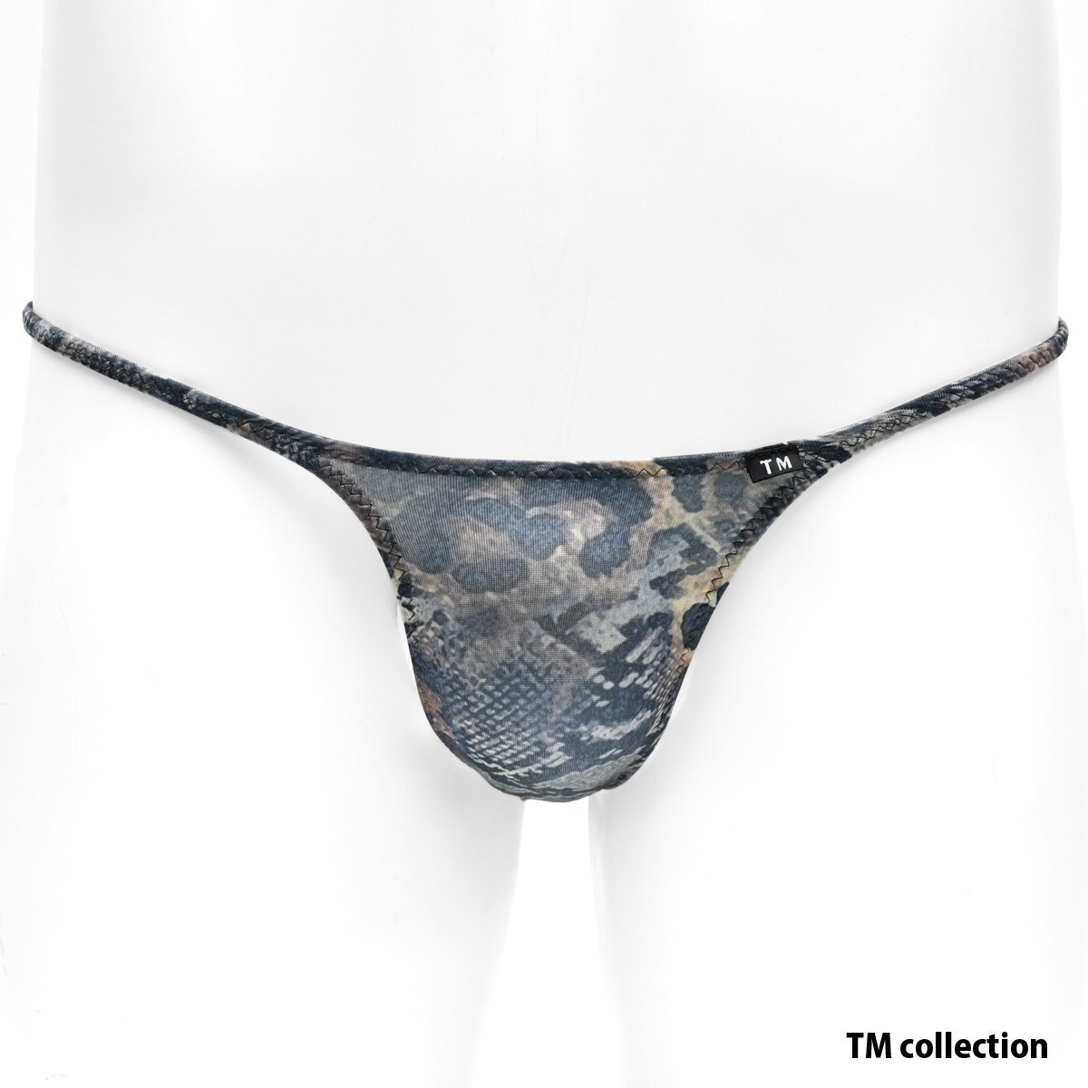 335031-64 TM COLLECTION YKS Variety of patterns ハギナシシャープ Tバック ビキニ 下着 パンツ メンズ(蛇パイソン ブラックグレー) L拍卖