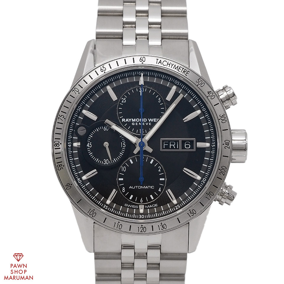 RAYMOND WEIL レイモンド ウェイル フリーランサー クロノグラフ 7731-ST-20021 自動巻き SS ブラック 【丸万質舗】拍卖